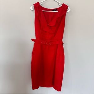 Banana Republic Slim fit Ruffle Neck Sleeveless Belted Mini Dress Red Size 6P